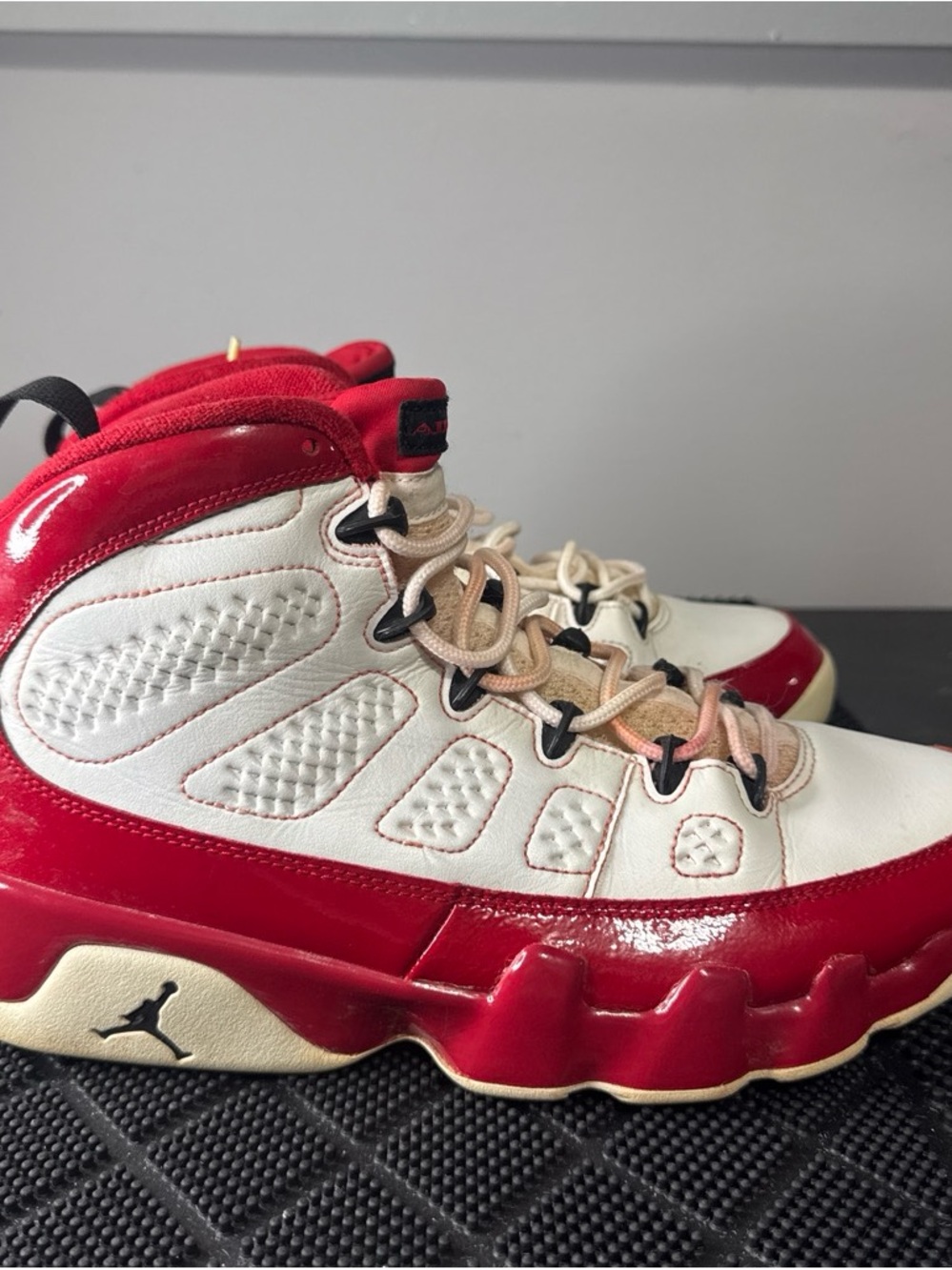 Jordan White and Red Retro High-Top Sneakers